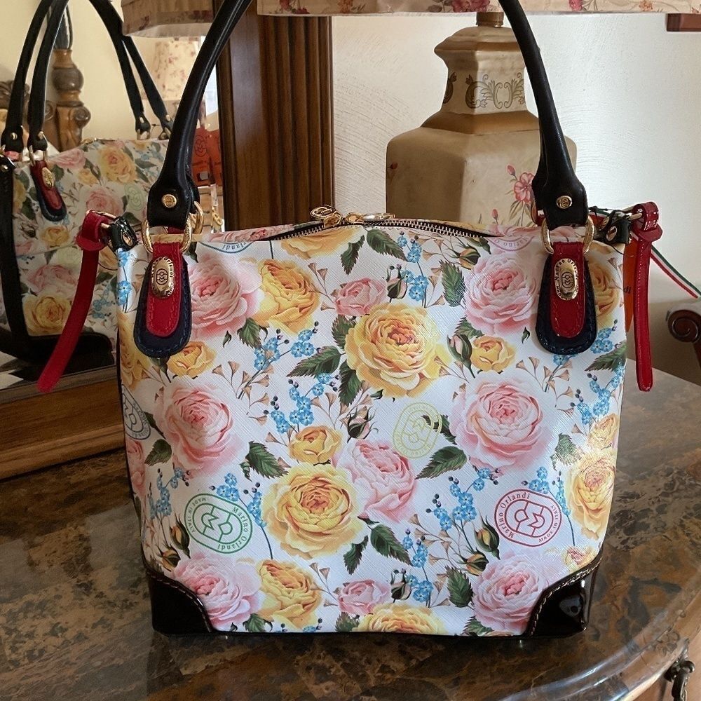 NWT NWT MARINO ORLANDI made in italy leather floral print tote​​​​